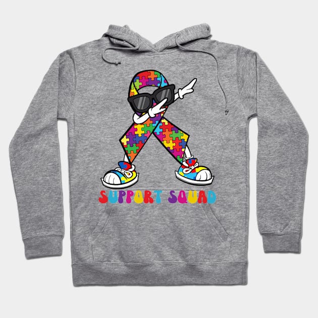 Support Squad Autism Awareness Dabbing Puzzle Piece Dance Hoodie by ttao4164